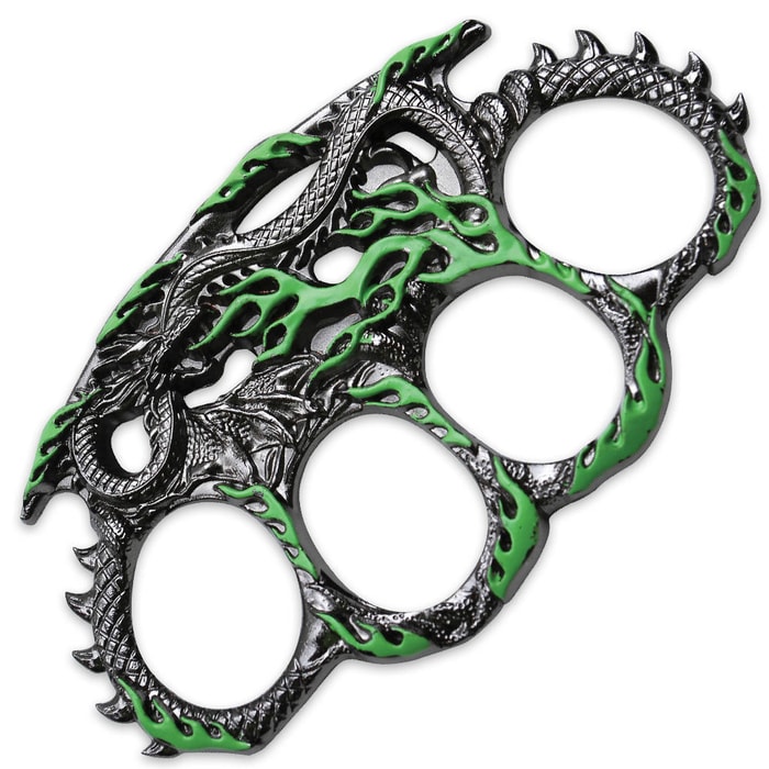 Hissing Dragon Green & Silver Knuckle Guard Paperweight 