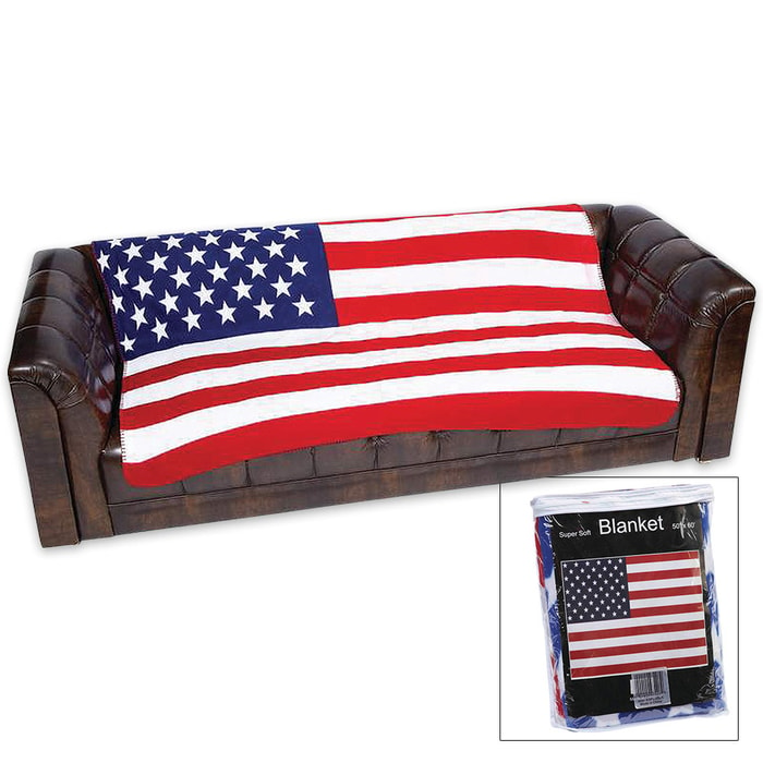 United States Flag Fleece Throw