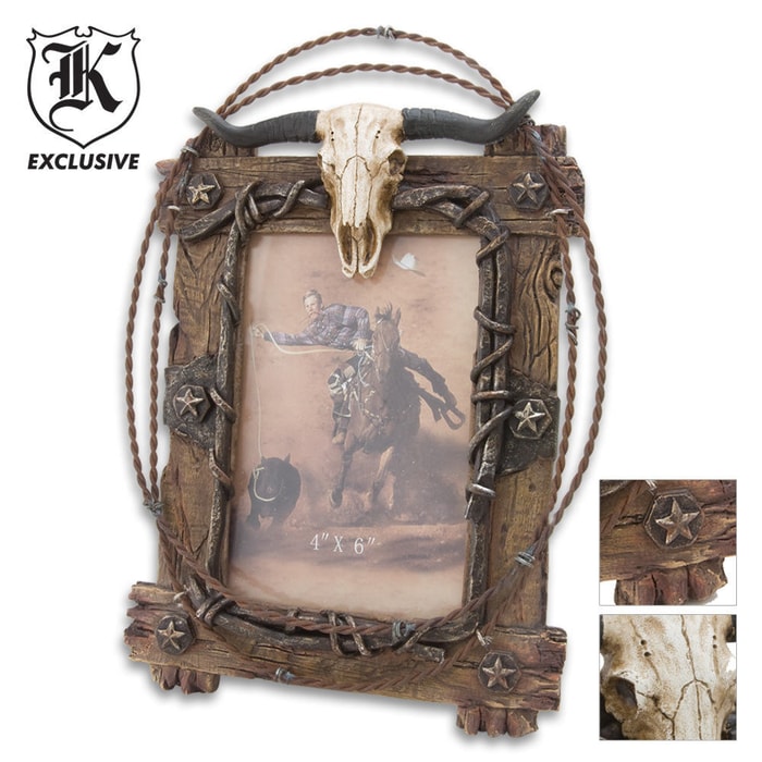 Cow Skull Resin 4x6 Picture Frame