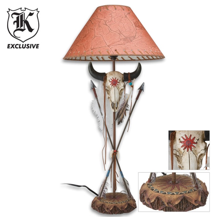 Cow Skull And Arrow Resin Table Lamp