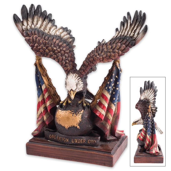 Eagle With US Flag Statue