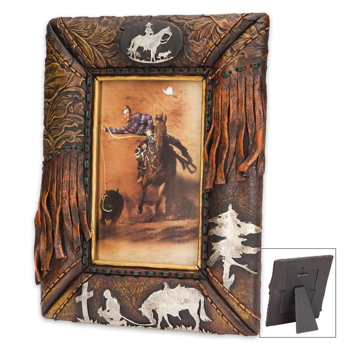 Praying Cowboy Antiqued Western-Style Picture Frame - Fits 4" x 6" Pictures