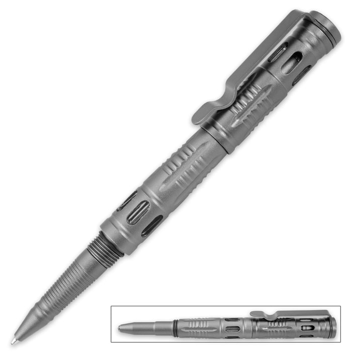 Gray Tactical Pen With Glass Breaker