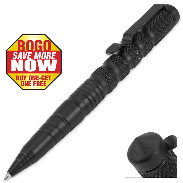 Black Twist Pen With Glass Breaker - BOGO