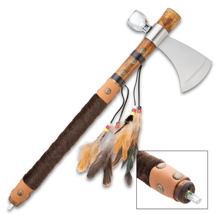 Chief's Ceremonial Tomahawk Pipe - 19" Historical Replica