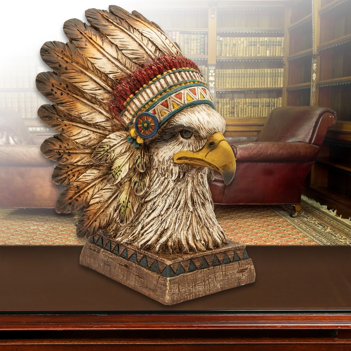 Full image of the Majestic Eagle Spirit Resin Sculpture.
