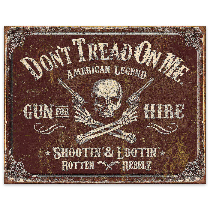 Don't Tread on Me / Gun for Hire Rustic Tin Sign