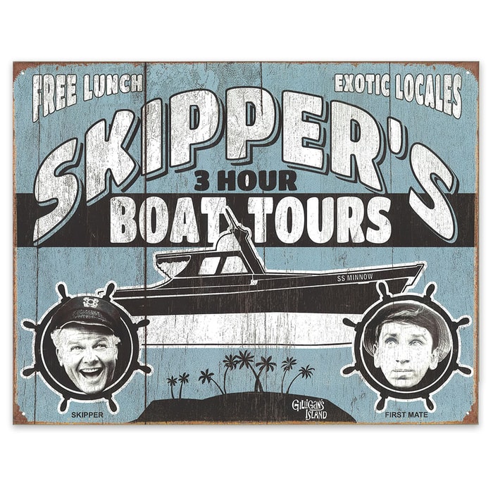"Gilligan's Island" / "3-Hour Boat Tours" Rustic Tin Sign - 16" x 12 1/2"