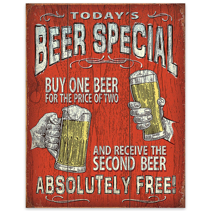 Today's Beer Special... Amusing Vintage-Style Tin Sign