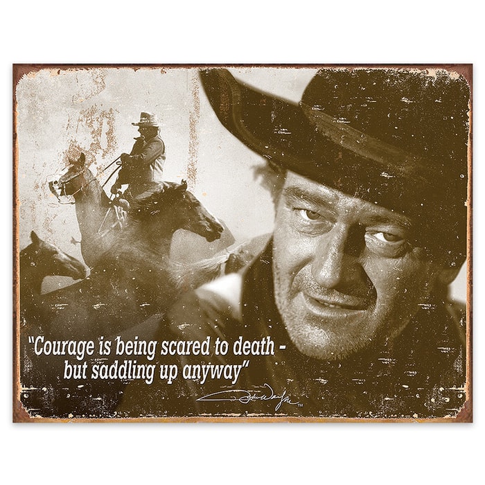 John Wayne "Courage" Rustic Tin Sign