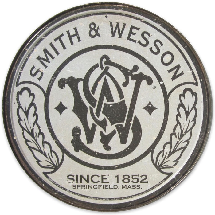 Smith And Wesson Round Tin Sign