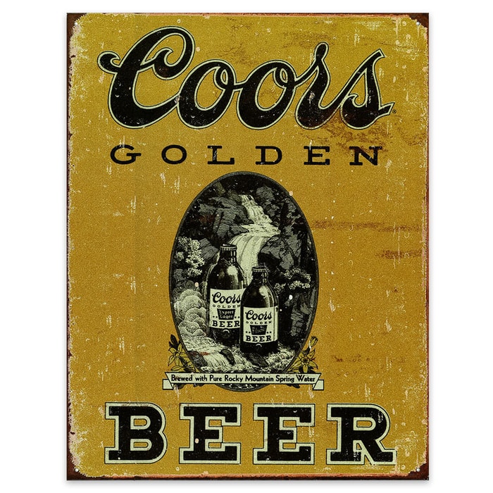 Coors Golden Beer Vintage Label - Weathered Tin Sign