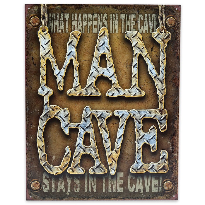 Man Cave Diamond Plate Tin Sign