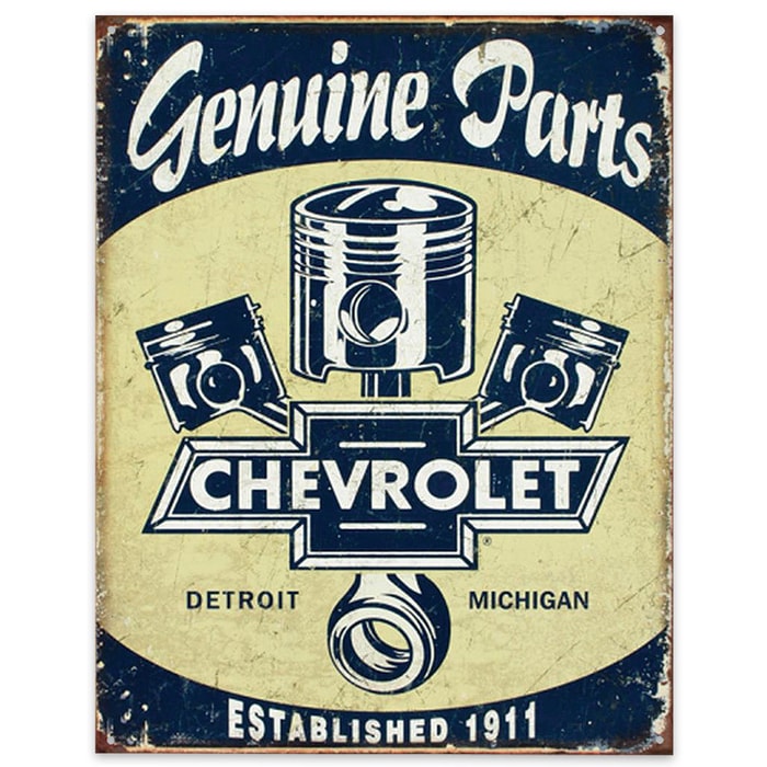 Chevy Parts Pistons Tin Sign