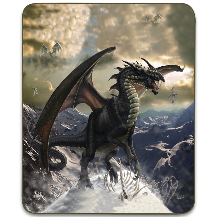 Rogue Dragon Faux Fur Blanket - Plush Acrylic Material, Color-Saturated Vivid Artwork - Dimensions 70”x 90”