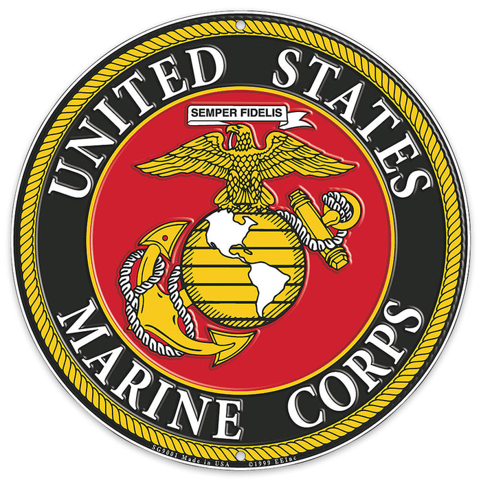 US Marines Logo 12" Round Aluminum Sign