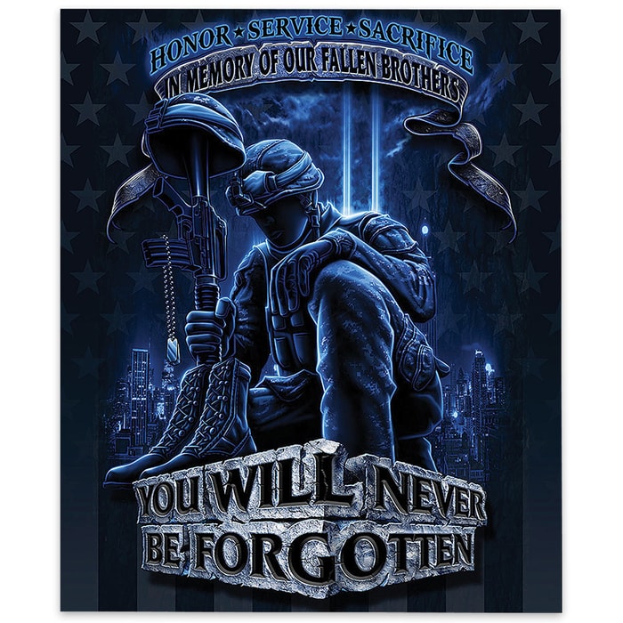 Never Forget Fallen Soldier Fleece Blanket - 50x60