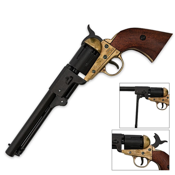 Replica Civil War Griswold & Gunnison Brass Frame Confederate Pistol - Non-Firing
