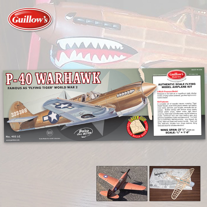 Guillows P-40 Warhawk Balsa Wood Model Airplane