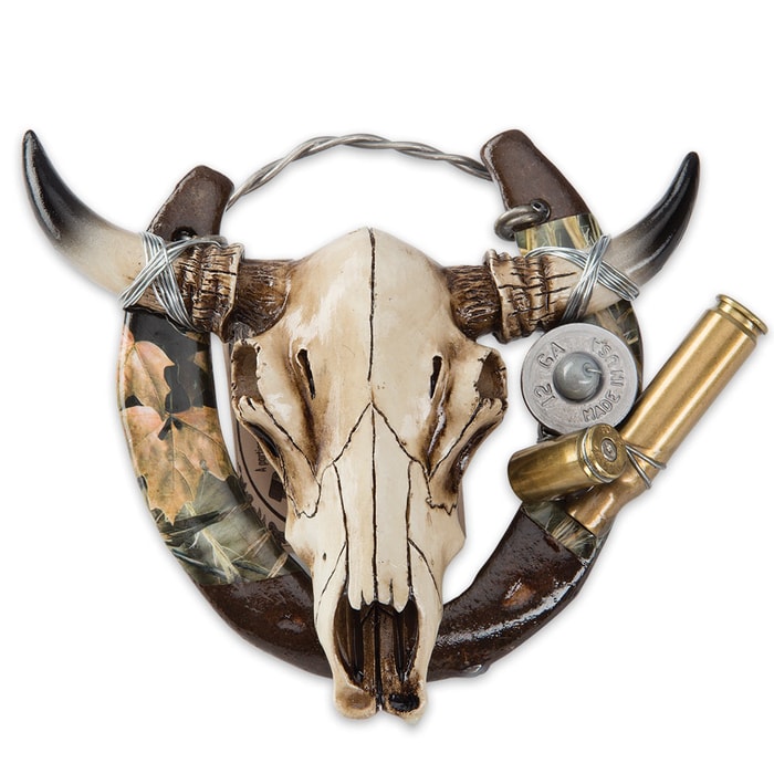 Cow Skull Horseshoe Decoration