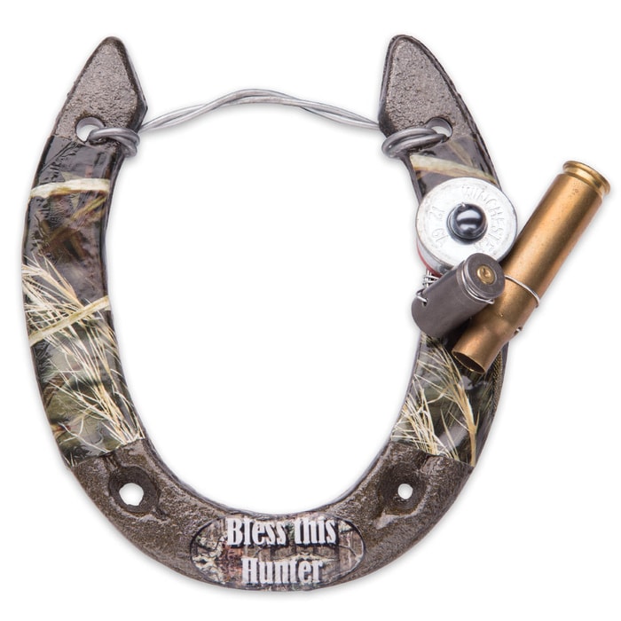 Bless This Hunter Horseshoe Decoration - Green Camouflage
