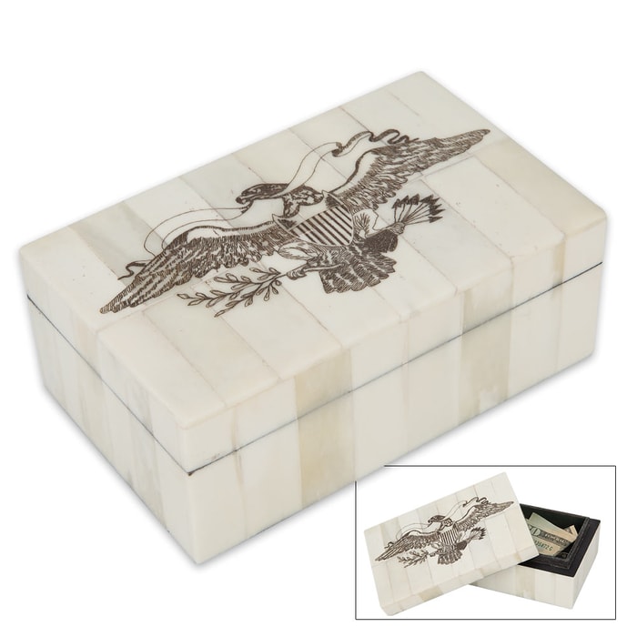 Eagle Scrimshaw Bone Box