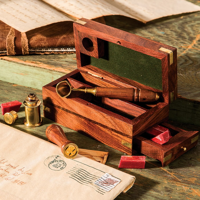 Antique-Style Wax Seal Kit in Wooden Box