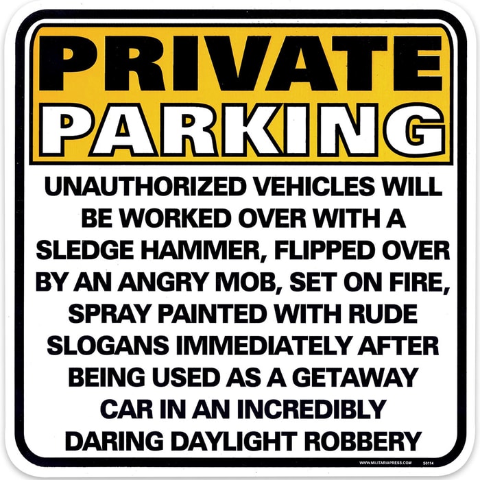 Private Parking Unauthorized Vehicles Sign