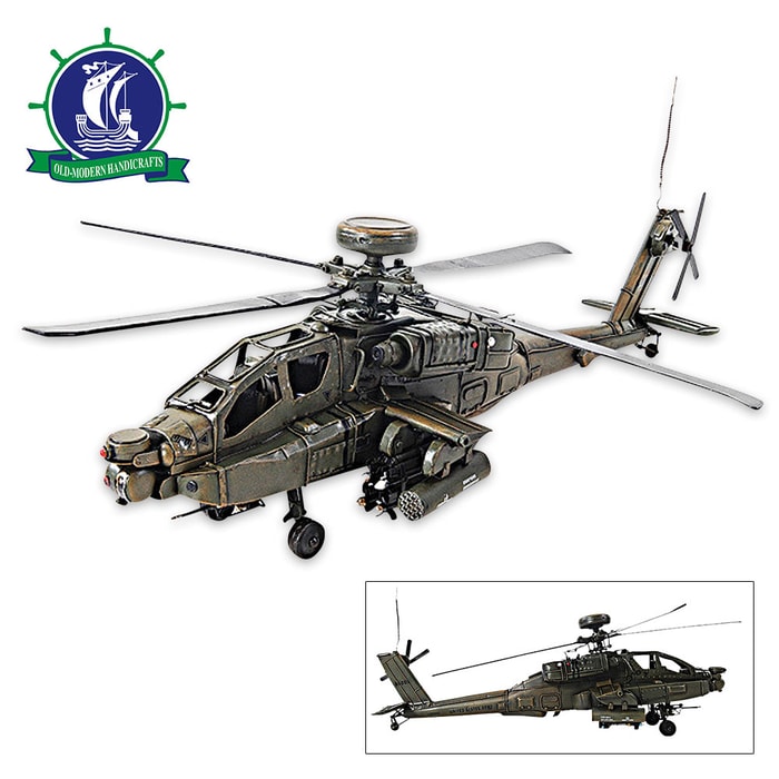 1976 Boeing AH-64 Apache Attack Helicopter | Handcrafted Model US Army Helicopter | 1:24 Scale