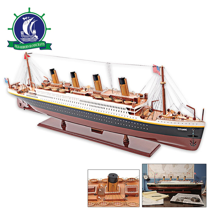 Handcrafted RMS Titanic Model on Display Stand | Historically Faithful Design, Details