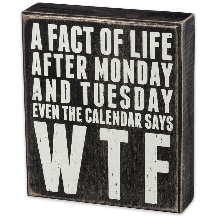 “Fact of Life; WTF” 6” x 7” Rustic Wooden Box Sign