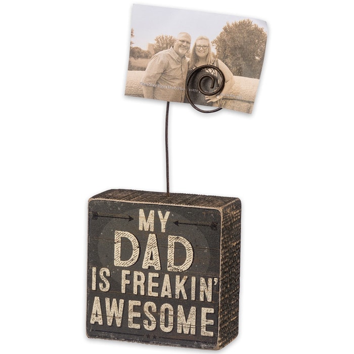 “Dad is Freakin’ Awesome” 3” x 3” Rustic Wooden Photo Block
