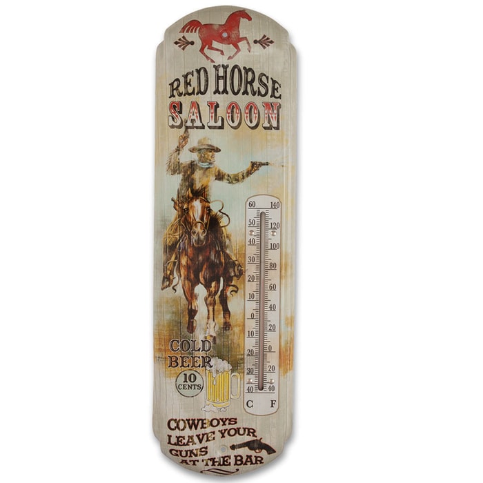 Red Horse Saloon Nostalgic Tin Thermometer