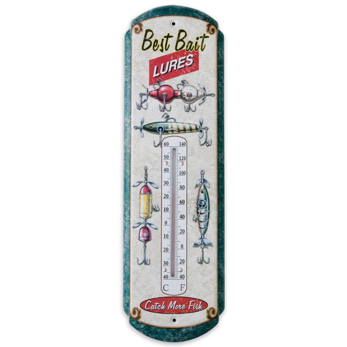 Fishing Lure Nostalgic Tin Thermometer