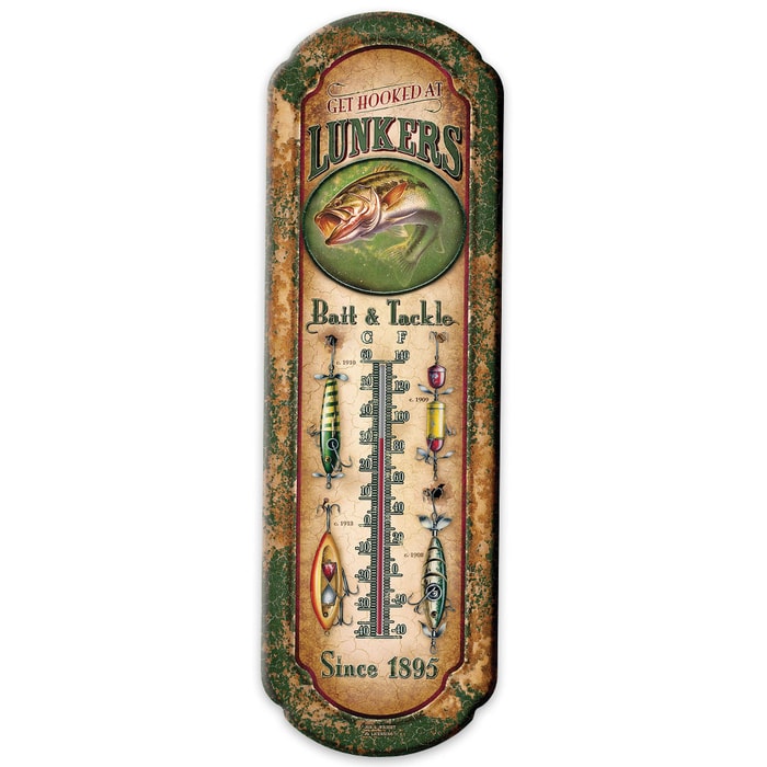 Lunkers Bait and Tackle Tin Thermometer