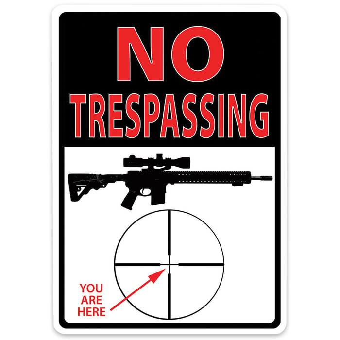 Trespassing You're Here Tin Sign