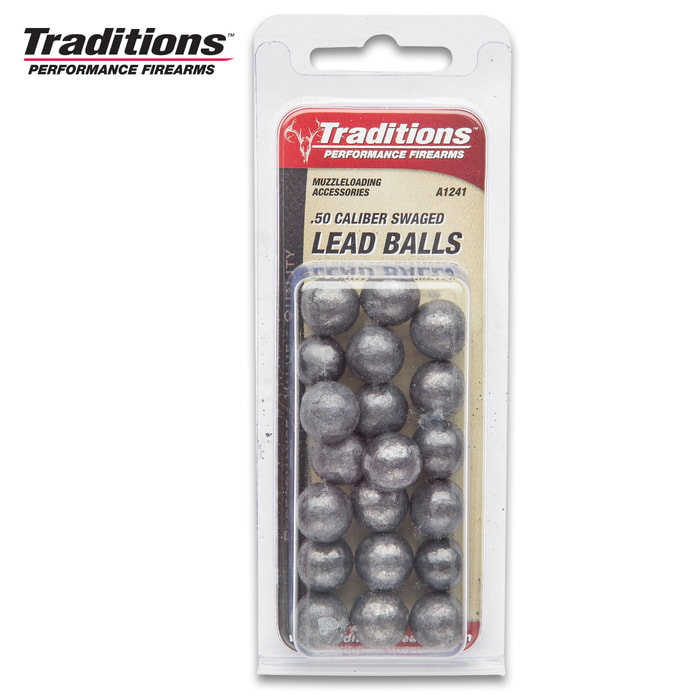 Traditions Firearms .50 Caliber (.490" Diameter), 177gr Rifle Round Lead Balls - For Black Powder Guns / Muzzleloaders - Pure Lead, Precision Swaged - Superior Accuracy and Performance - Box of 20