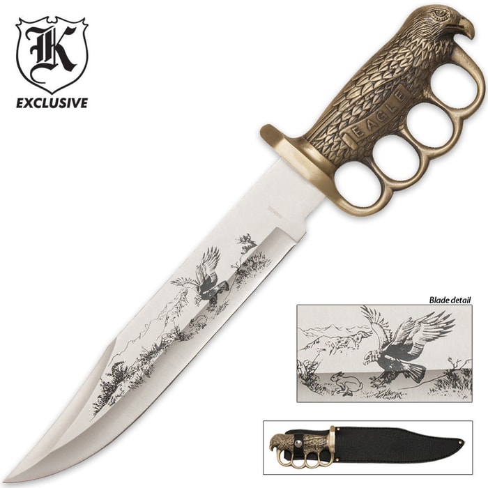 Brass Fixed Blade Eagle Bowie