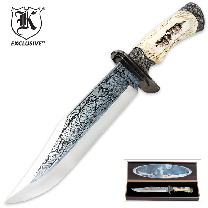 Running Wolf Fixed Blade Knife with Display Box