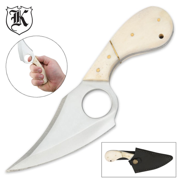 Genuine White Bone Full Tang Custom Cat Skinner Knife With Sheath