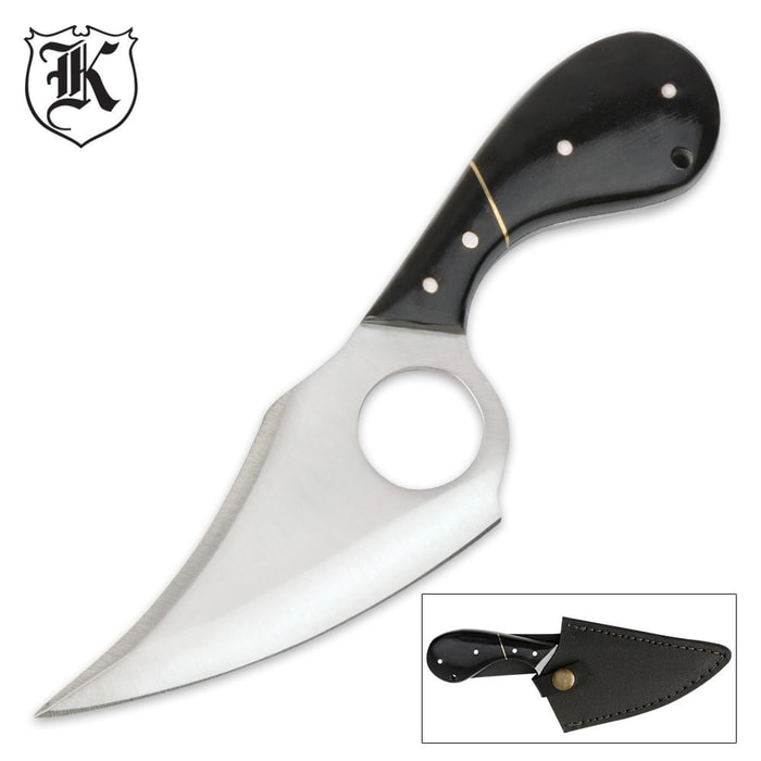 Custom Black Buffalo Horn Cat Skinner Knife