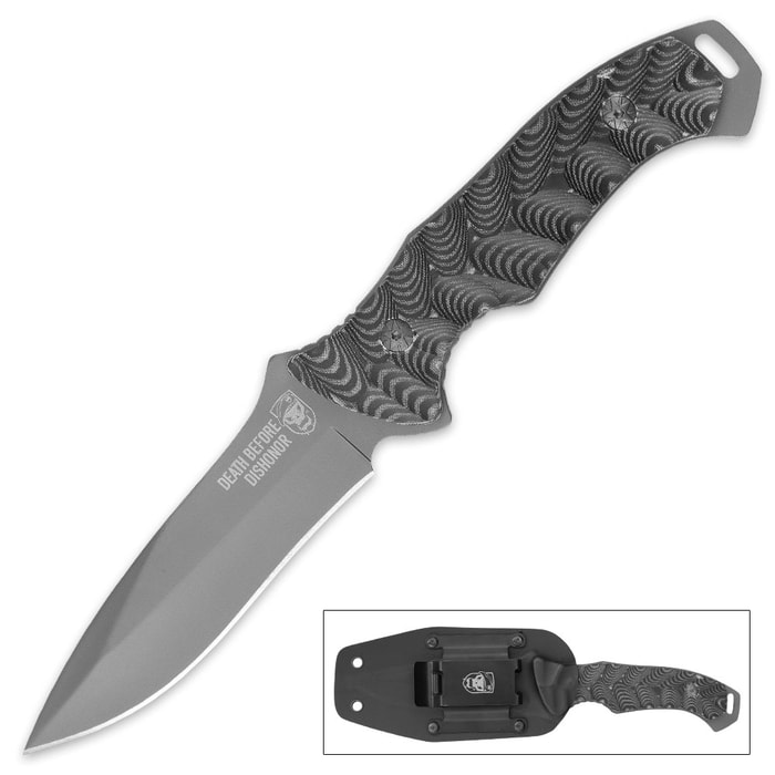 "Death Before Dishonor" Fixed Blade Knife with Kydex Sheath