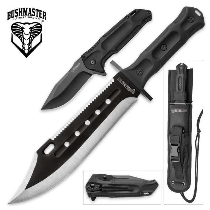 Bushmaster Jackal & Wolf Folder / Bowie Knife Set with Sheath