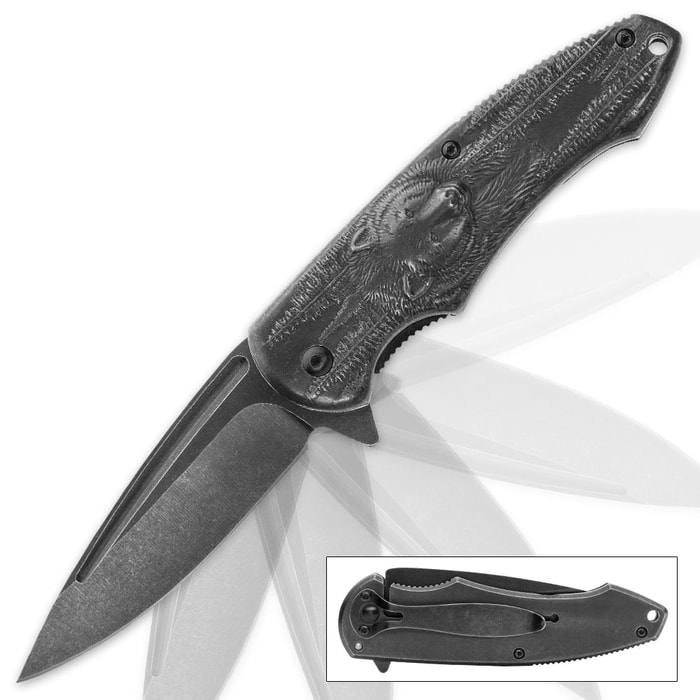 Kodiak Assisted Opening Pocket Knife with 3-D Bear Handle Design