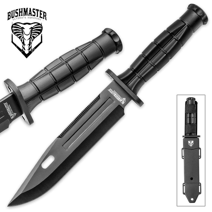 Bushmaster BlackDog Bowie Knife with Rigid Tactical Belt Sheath
