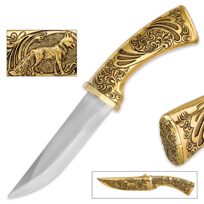 Golden Wolf Hunting Lodge Knife