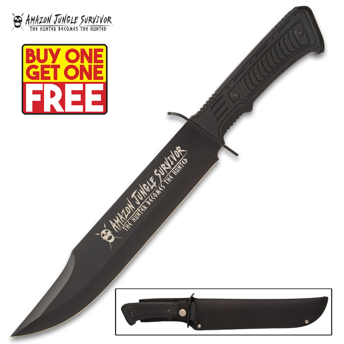 The Amazon Jungle Survivor Hunter Knife is on BOGO sale.