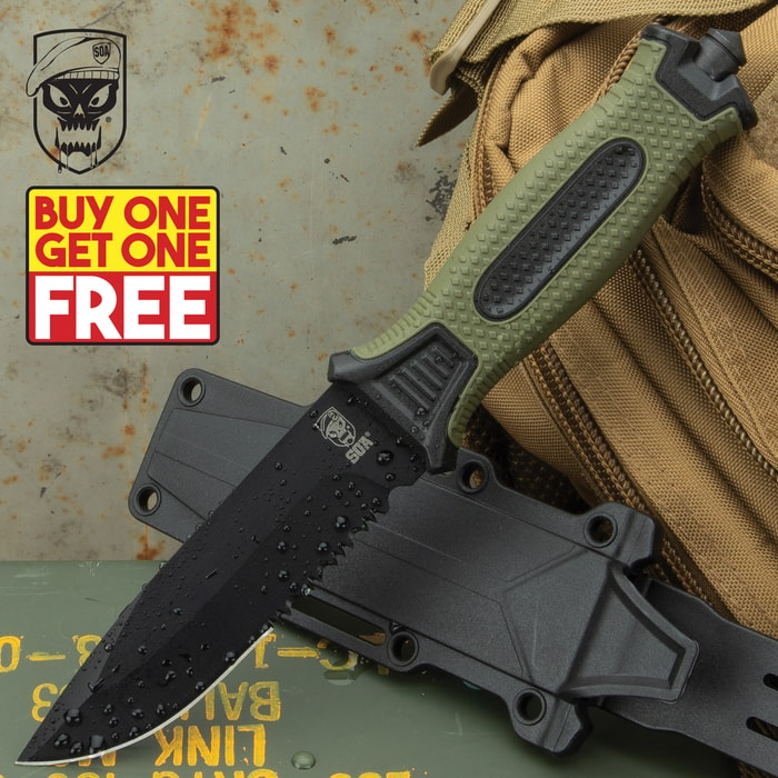 The SOA Tactical Fixed Blade Knife is on BOGO