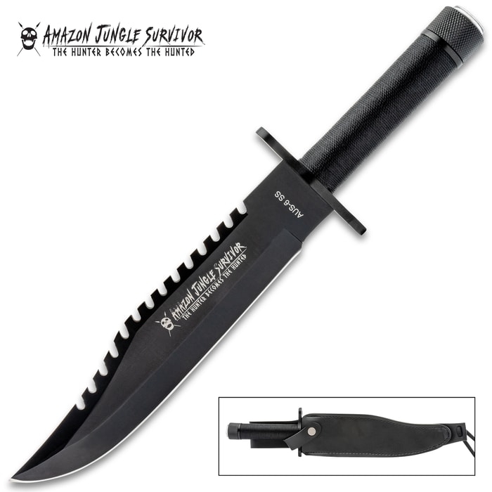 The Black Talon Survival Knife and its sheath.