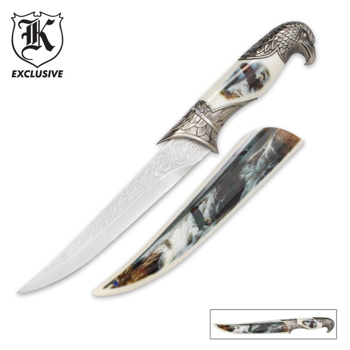 Custom Legend Eagle Fixed Blade Knife With Sheath